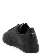Schwarze Leder Low-Top-Sneaker