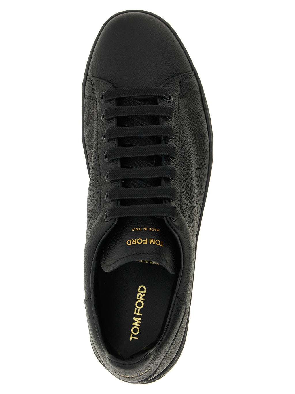 Schwarze Leder Low-Top-Sneaker