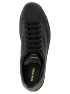 Schwarze Leder Low-Top-Sneaker