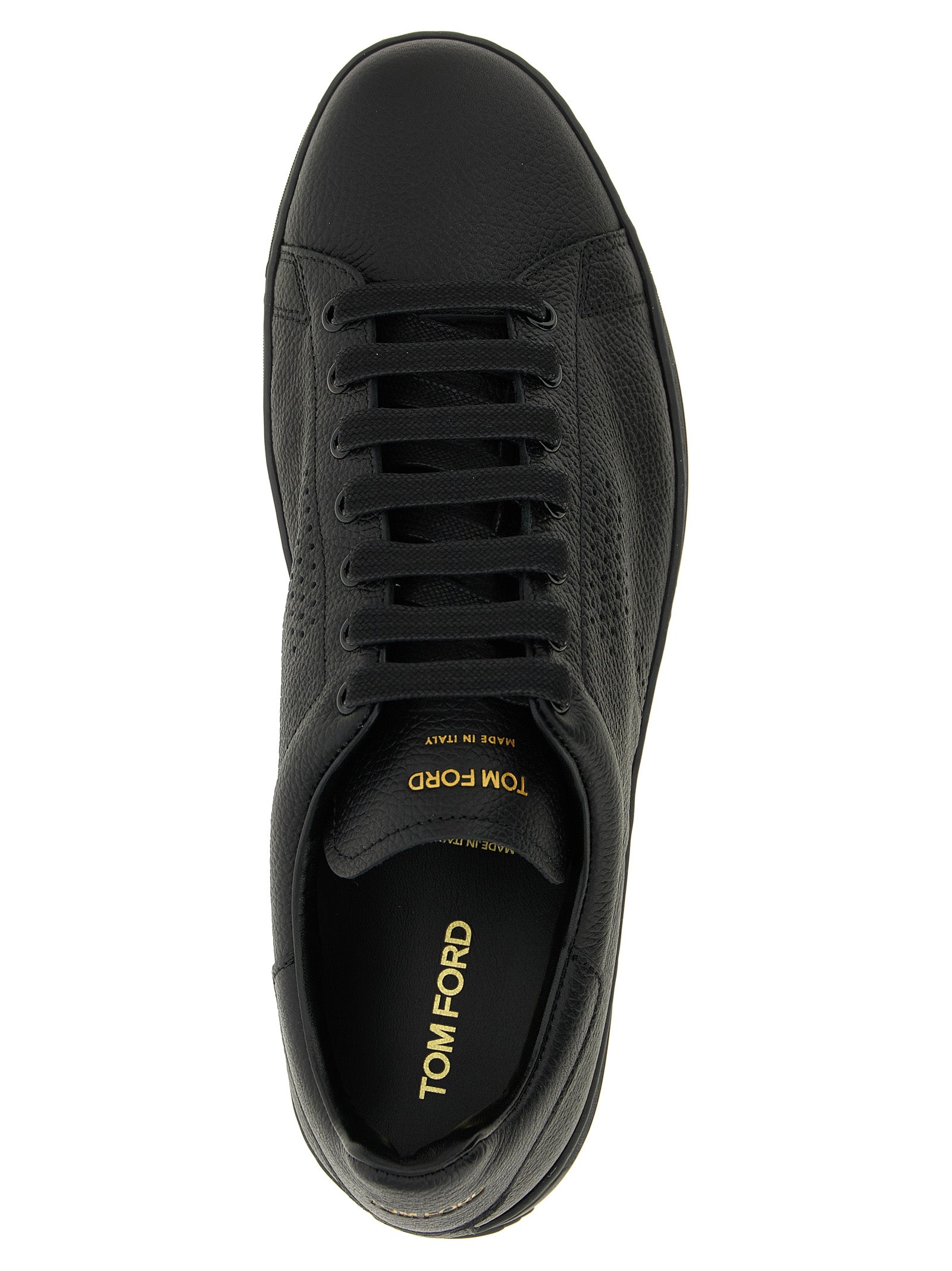 Schwarze Leder Low-Top-Sneaker