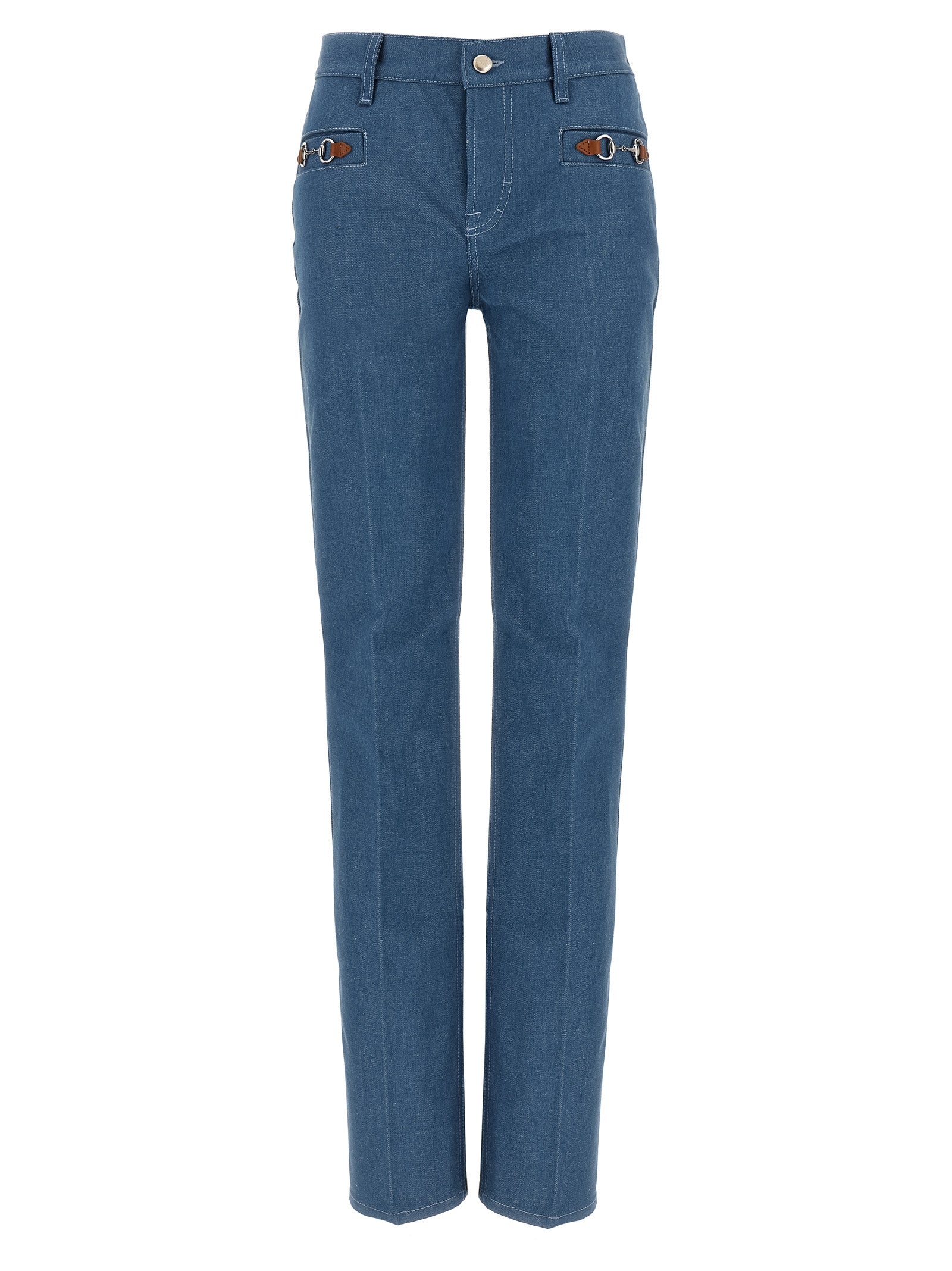 Blaue Jeans aus Baumwolle im geraden Schnitt