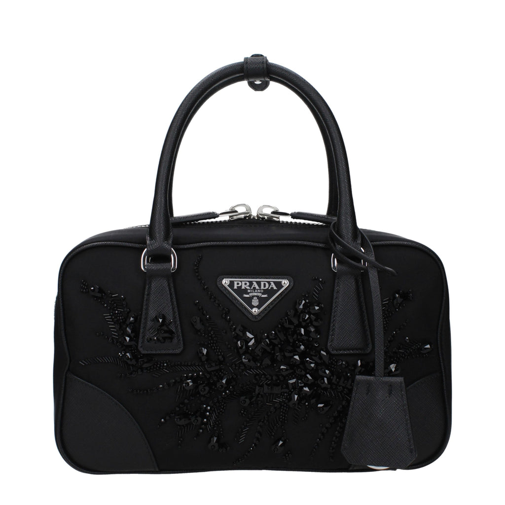 Schwarze Stoffhandtasche