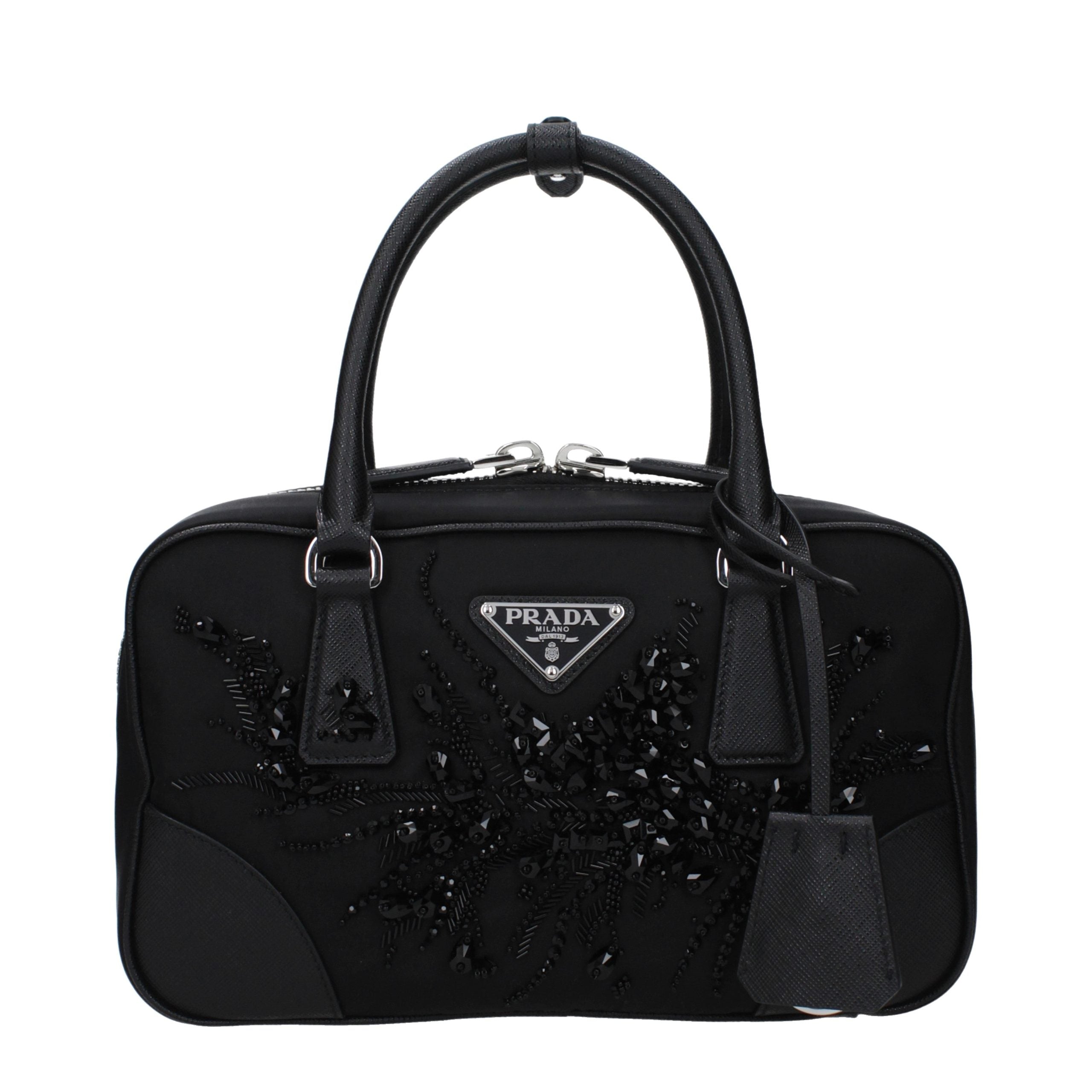 Schwarze Stoffhandtasche