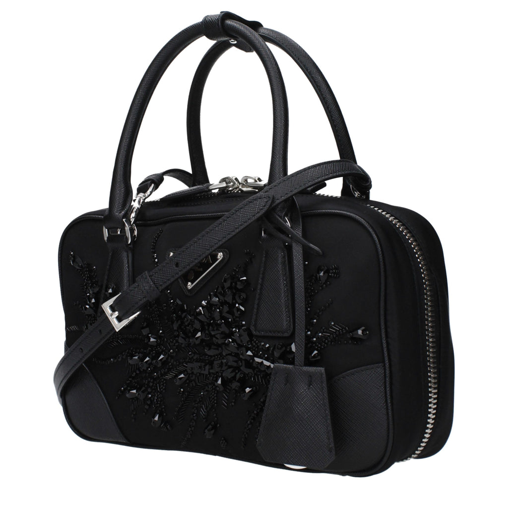 Schwarze Stoffhandtasche