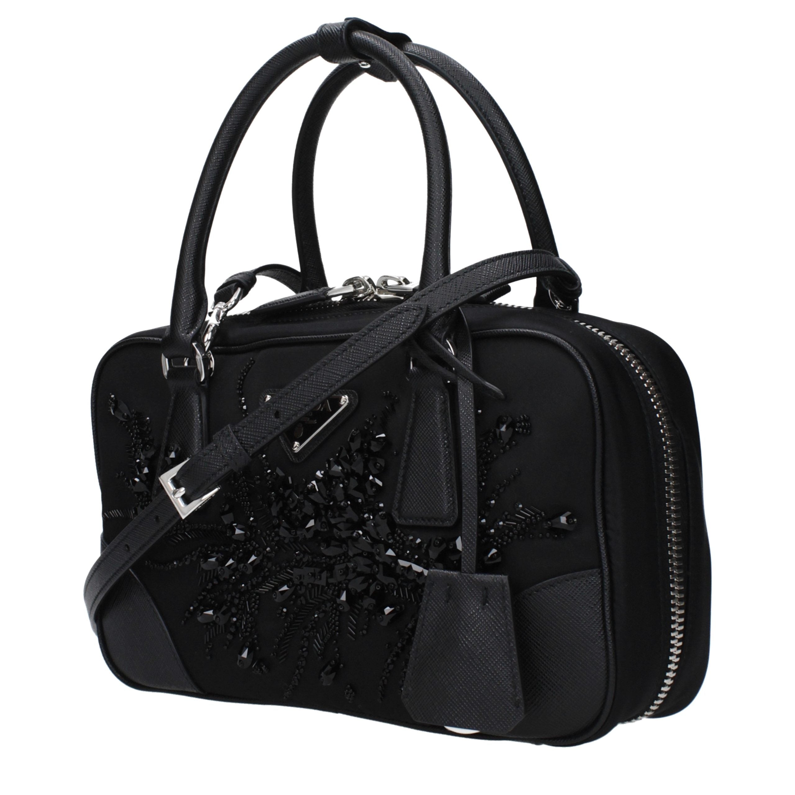 Schwarze Stoffhandtasche