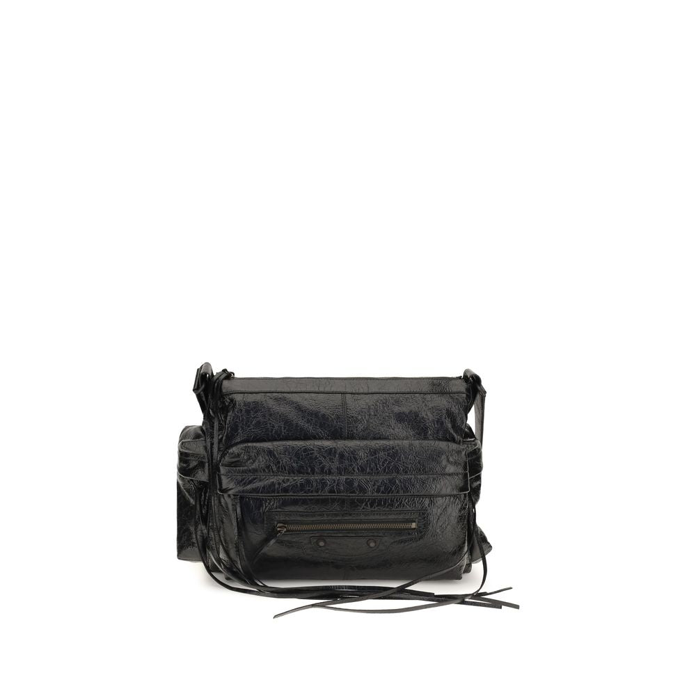 Schwarze Lammleder Schultertasche Ovis Aries Aries