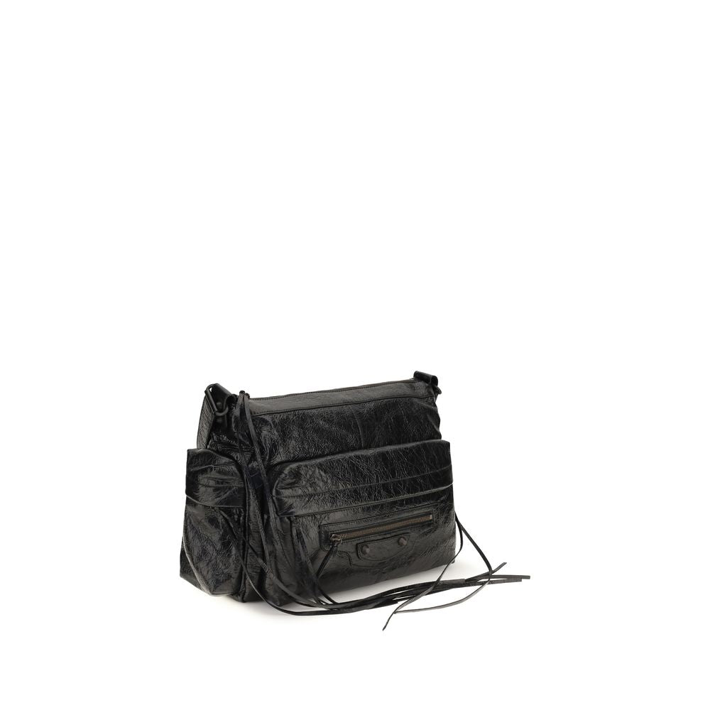 Schwarze Lammleder Schultertasche Ovis Aries Aries