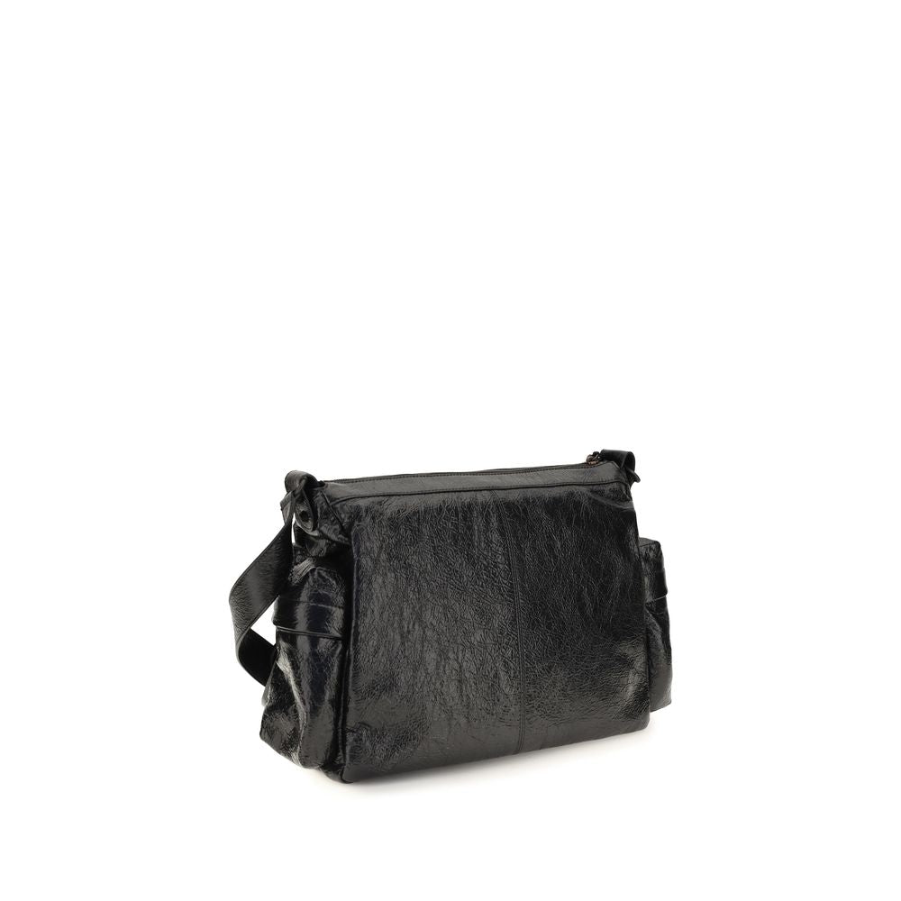 Schwarze Lammleder Schultertasche Ovis Aries Aries