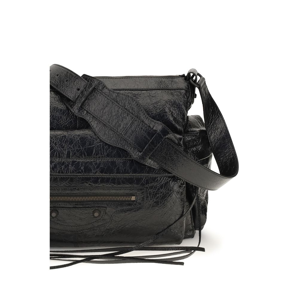 Schwarze Lammleder Schultertasche Ovis Aries Aries
