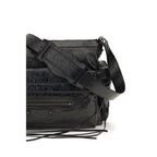 Schwarze Lammleder Schultertasche Ovis Aries Aries