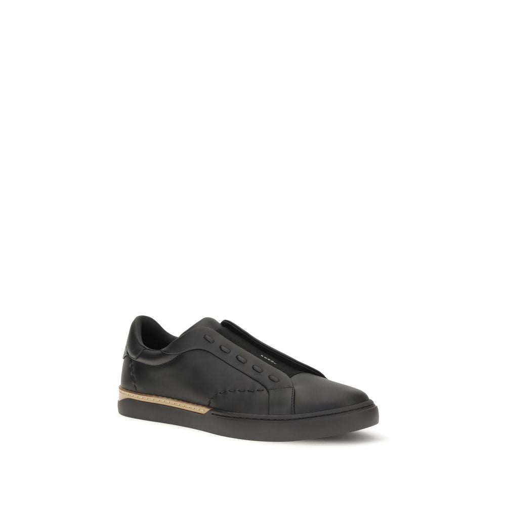 Schwarze Bos Taurus Kalbsleder-Sneakers