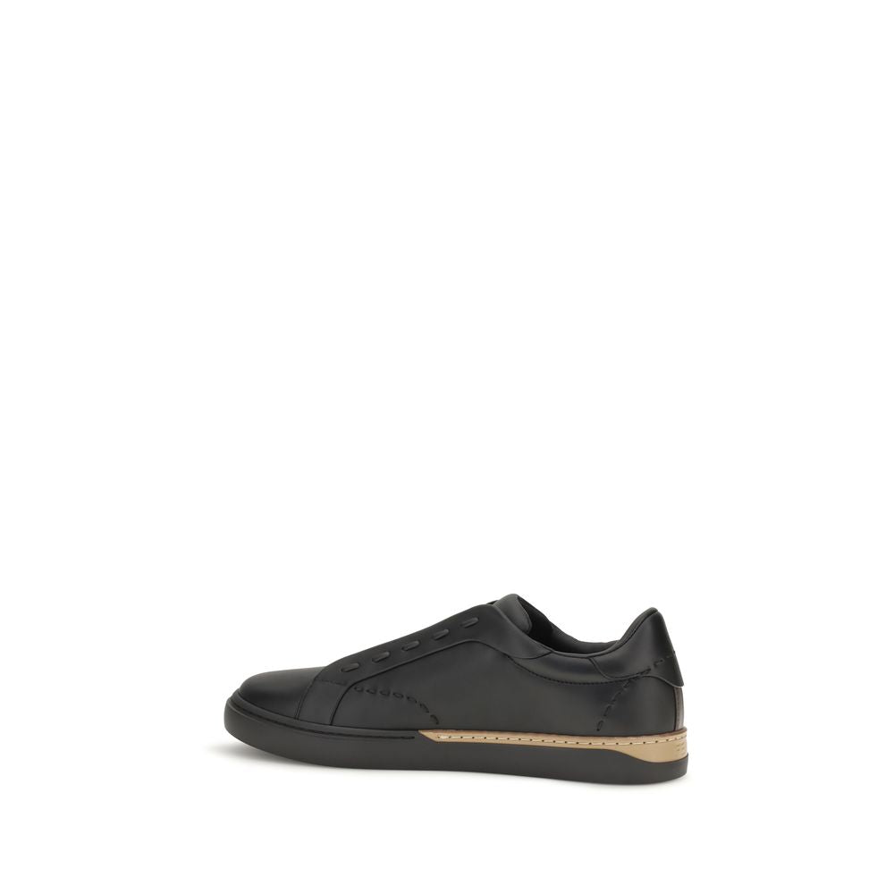 Schwarze Bos Taurus Kalbsleder-Sneakers