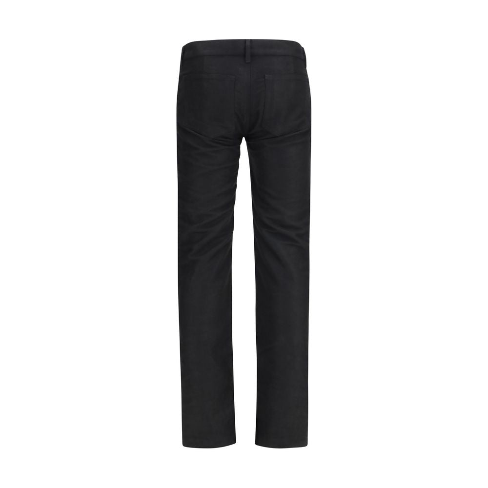 Schwarze Oves Aries Straight-Leg Jeans aus Wolle