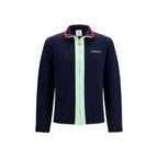 Blaue Jacke aus Wolle Oves Aries in voller Länge
