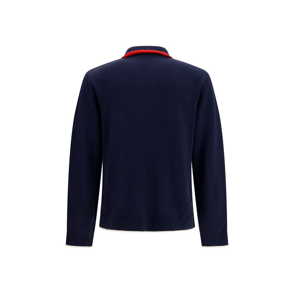 Blaue Jacke aus Wolle Oves Aries in voller Länge