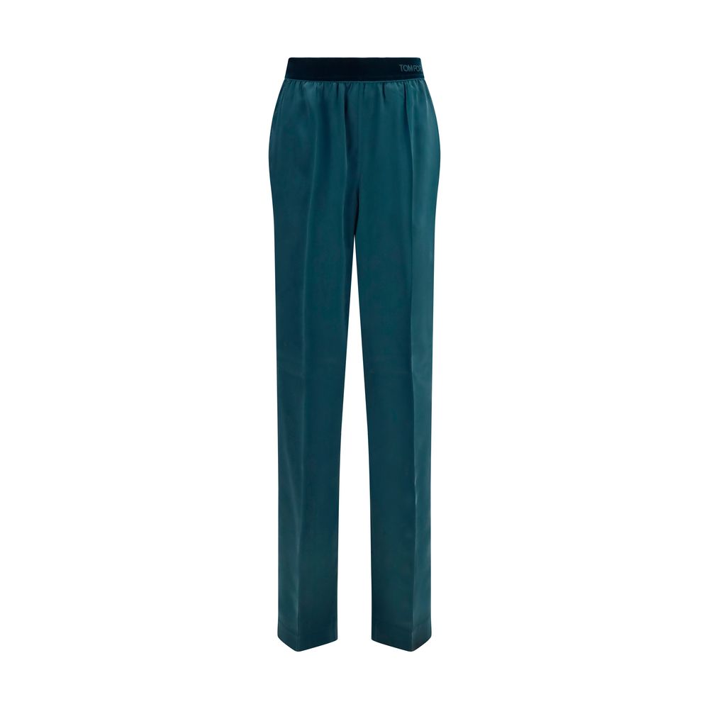 Blaue Seidenhose für die Freizeit
