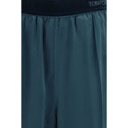 Blaue Seidenhose für die Freizeit