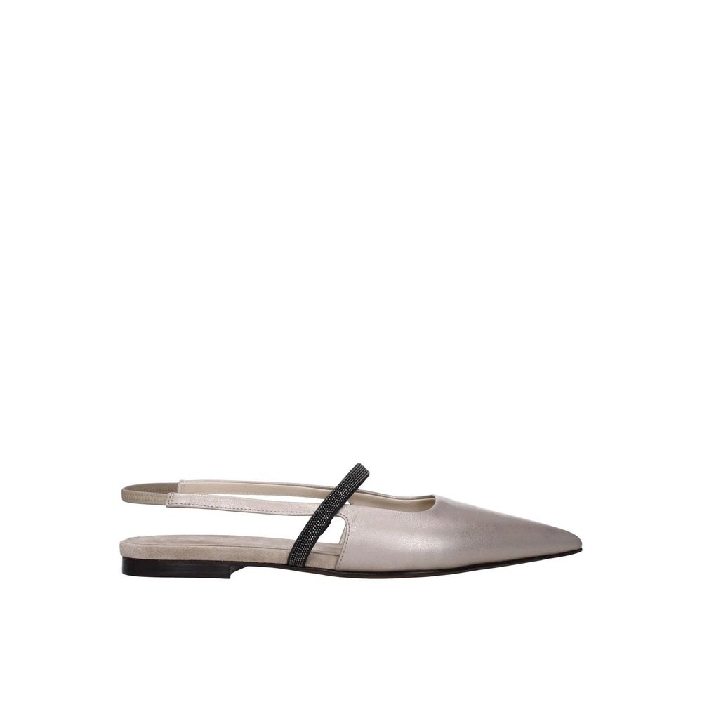 Beige Leder Ballerinas
