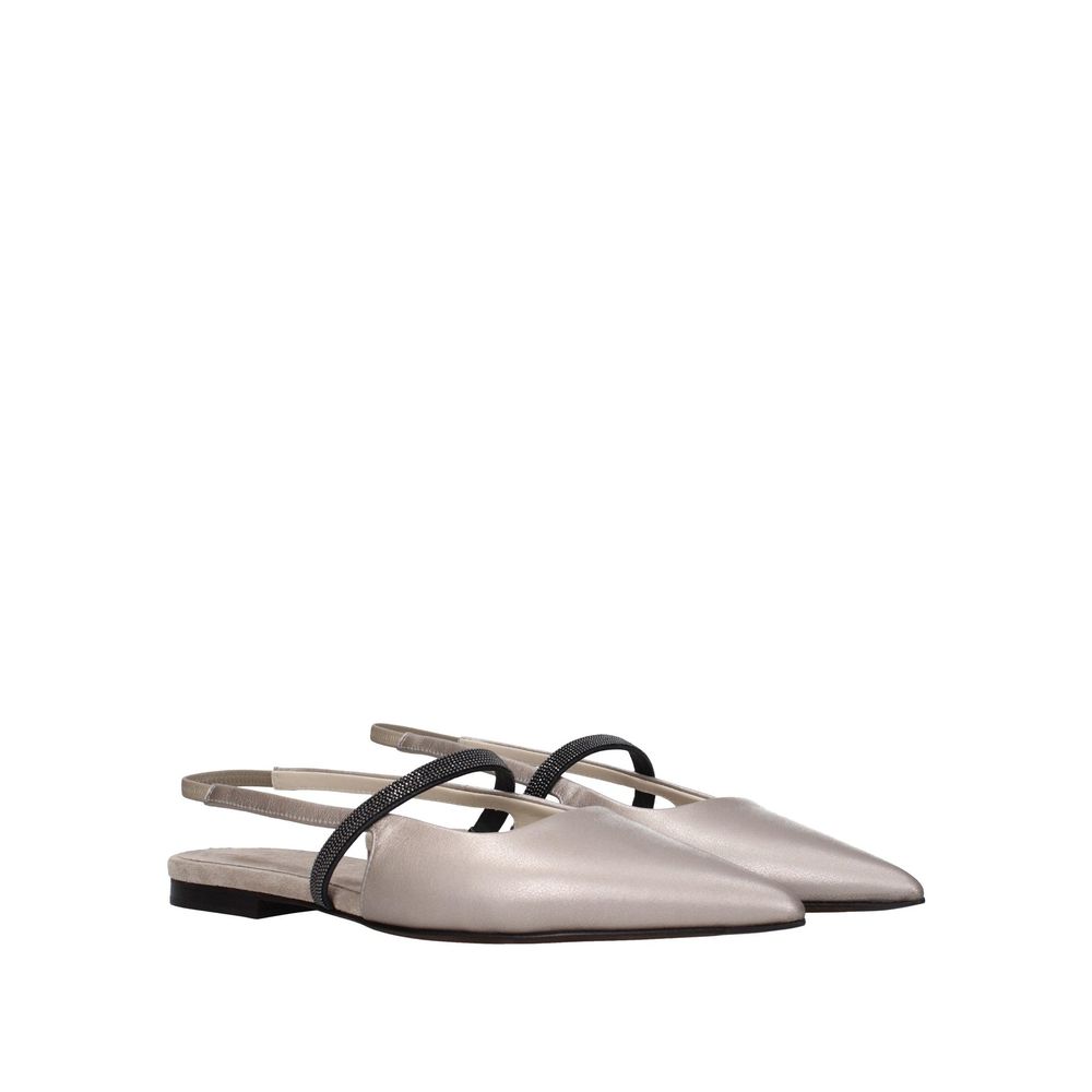 Beige Leder Ballerinas