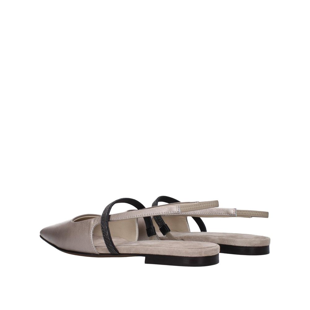 Beige Leder Ballerinas