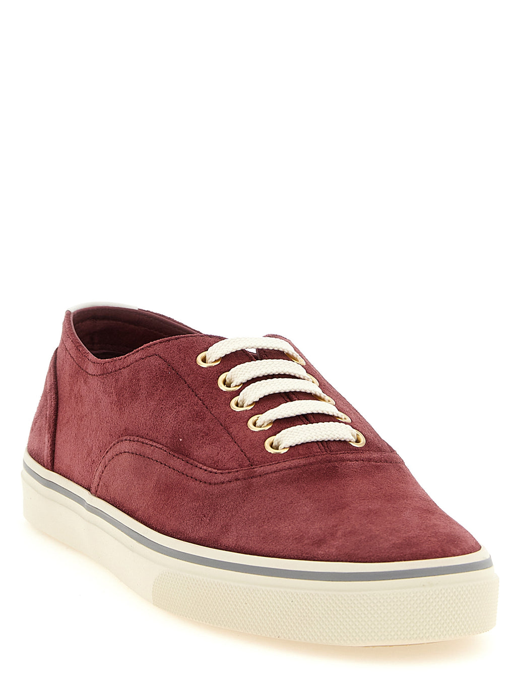 Sneakers aus bordeauxrotem Kalbsleder