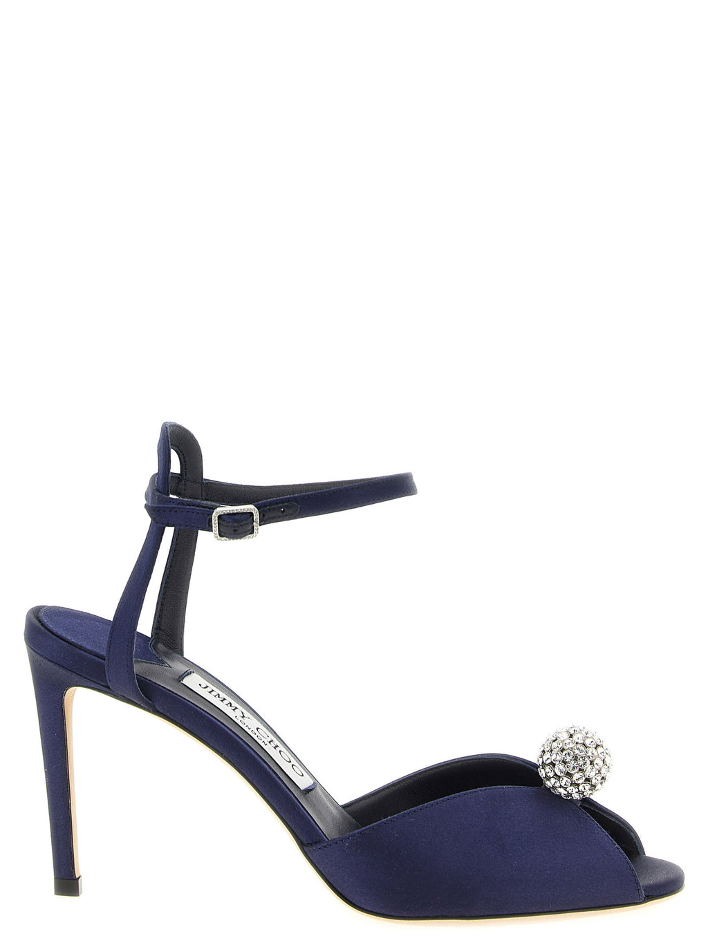 Blaue Tencel-Sandalen mit Stilettoabsatz