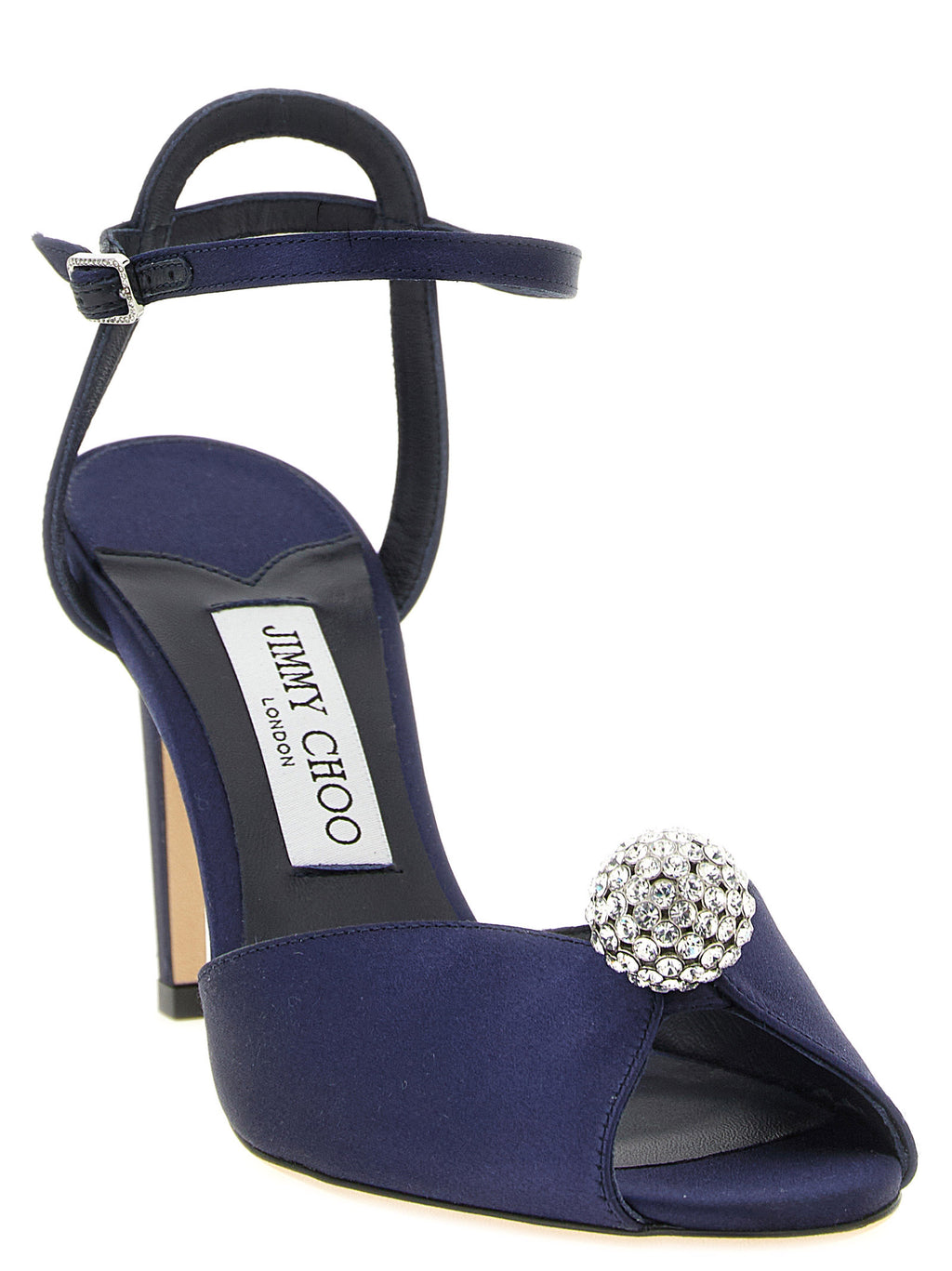 Blaue Tencel-Sandalen mit Stilettoabsatz