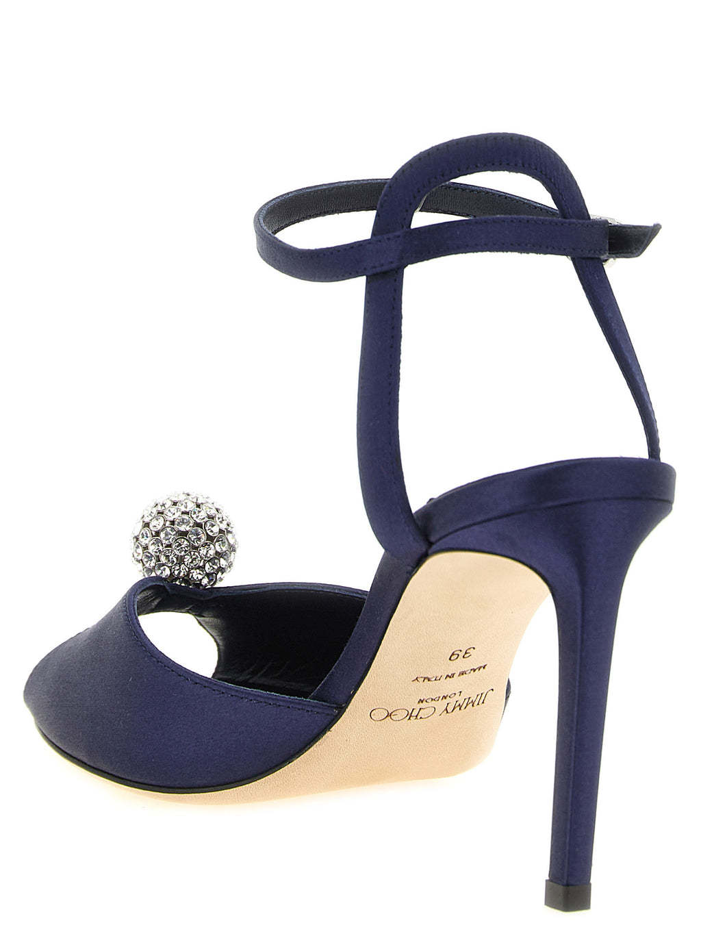 Blaue Tencel-Sandalen mit Stilettoabsatz
