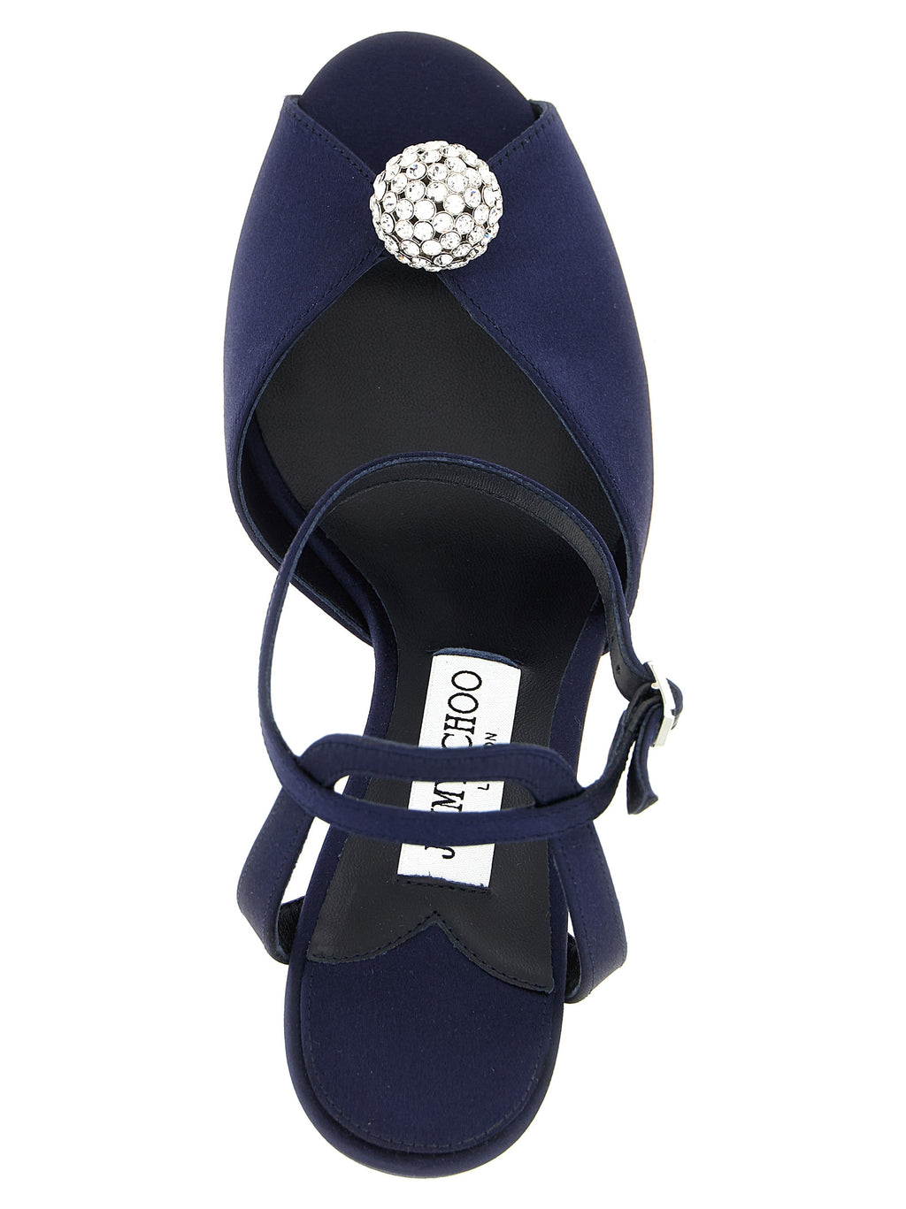 Blaue Tencel-Sandalen mit Stilettoabsatz