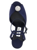 Blaue Tencel-Sandalen mit Stilettoabsatz