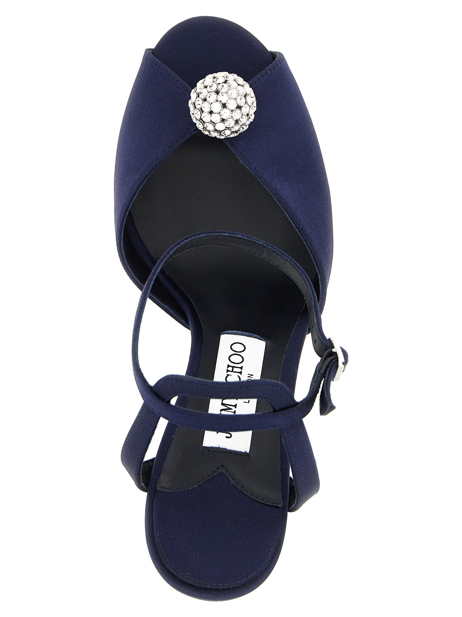 Blaue Tencel-Sandalen mit Stilettoabsatz