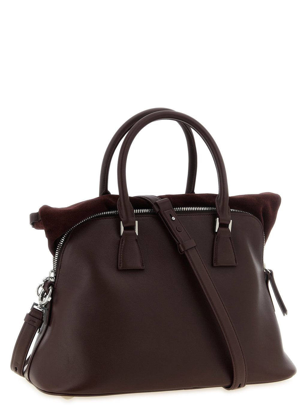 Schultertasche aus bordeauxrotem Kalbsleder