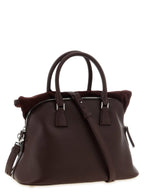Schultertasche aus bordeauxrotem Kalbsleder