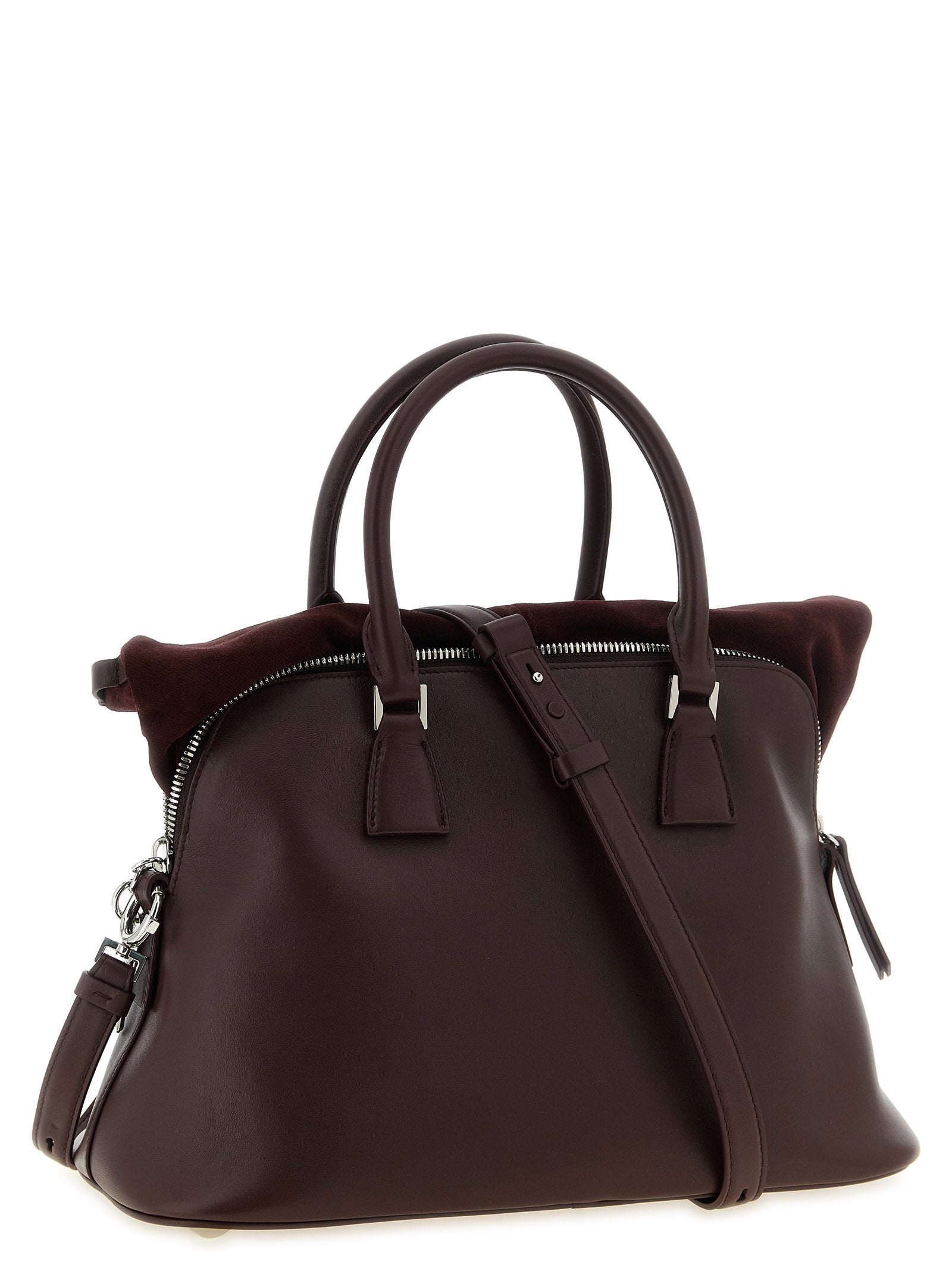 Schultertasche aus bordeauxrotem Kalbsleder