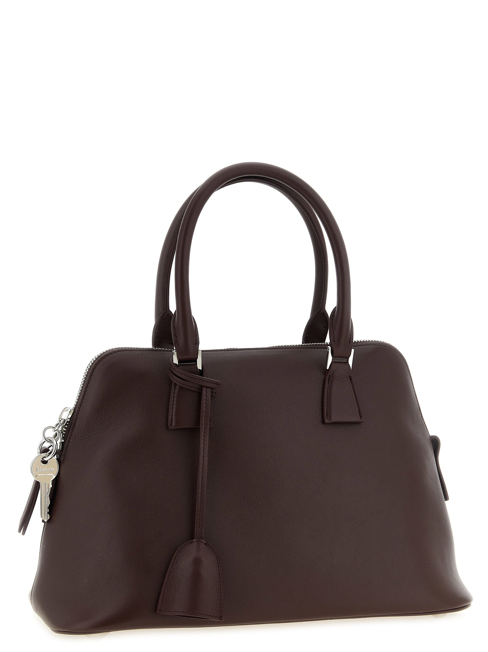 Schultertasche aus bordeauxrotem Kalbsleder