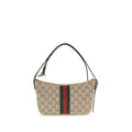 Beige Stoff-Schultertasche