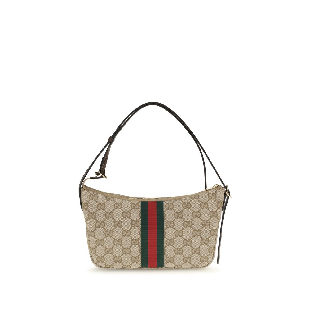 Beige Stoff-Schultertasche