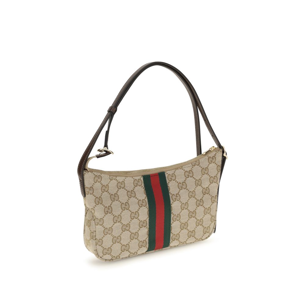 Beige Stoff-Schultertasche