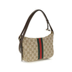 Beige Stoff-Schultertasche