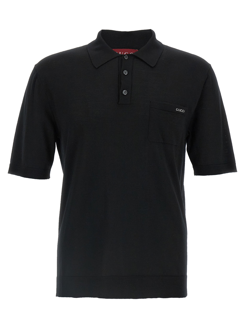 Schwarzes Woll-Poloshirt