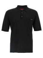 Schwarzes Woll-Poloshirt