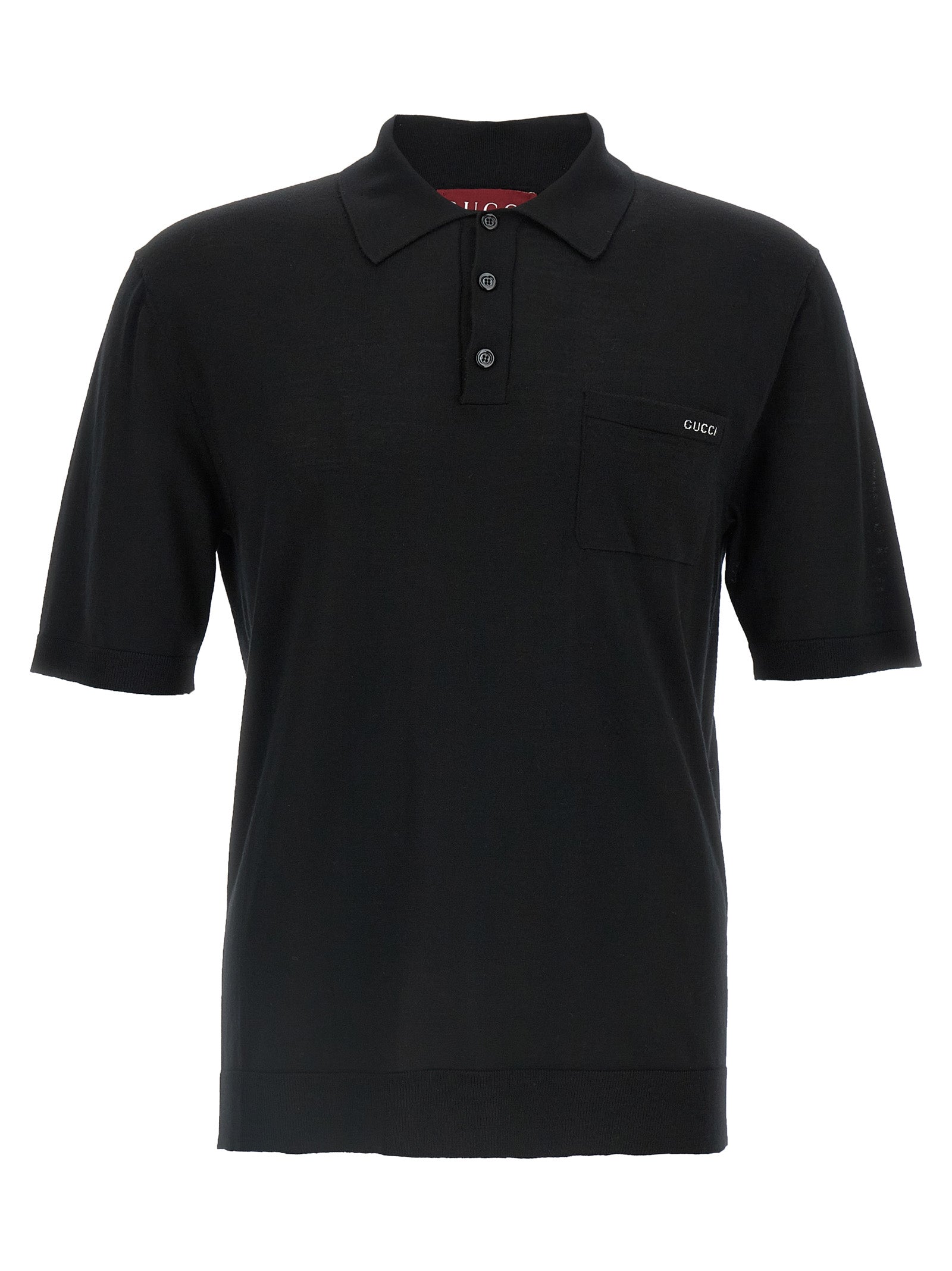 Schwarzes Woll-Poloshirt