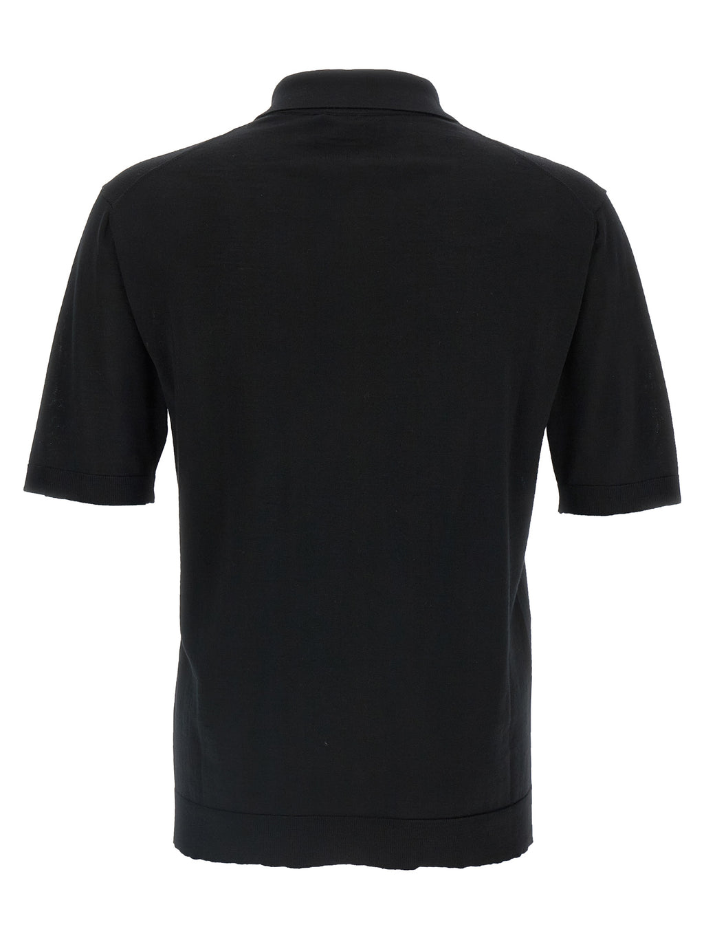 Schwarzes Woll-Poloshirt