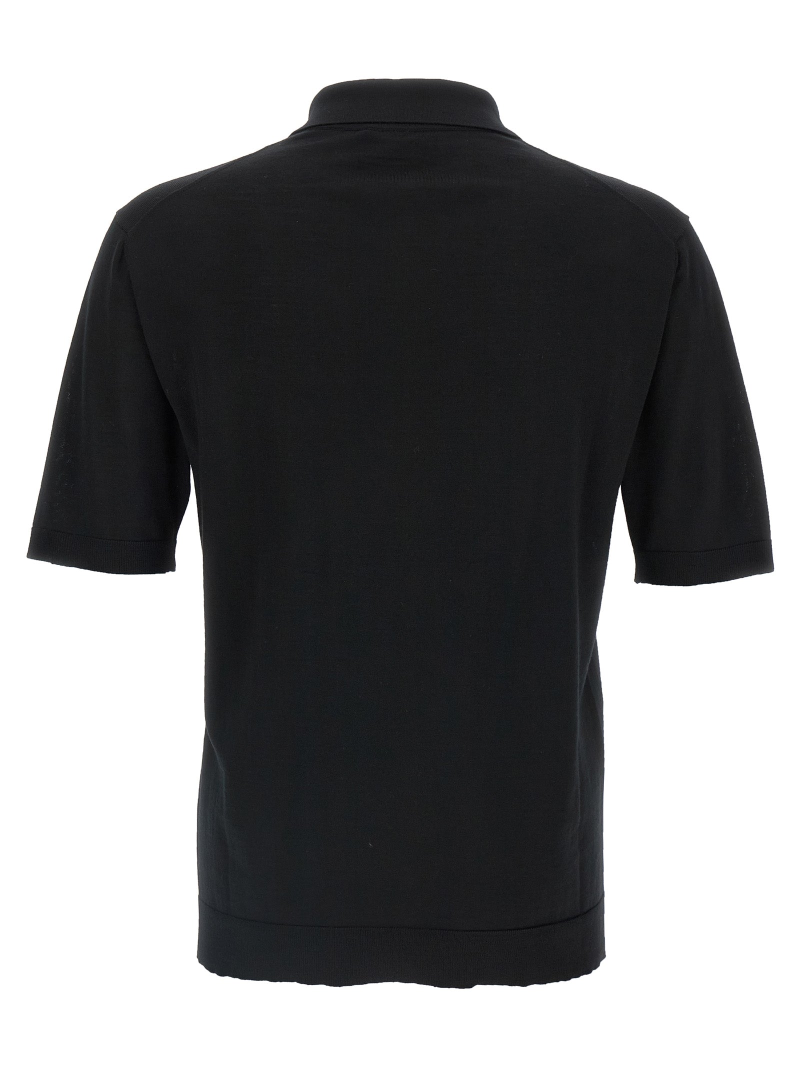 Schwarzes Woll-Poloshirt