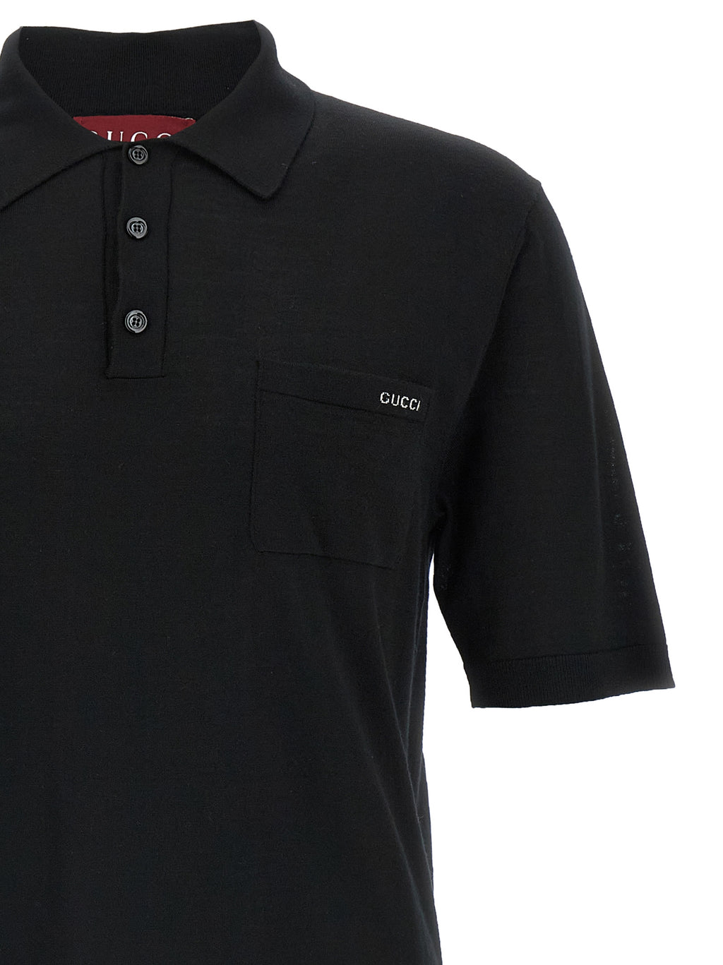 Schwarzes Woll-Poloshirt