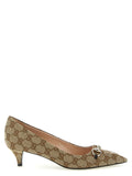 Beige Pumps mit mittlerem Absatz aus Polyester