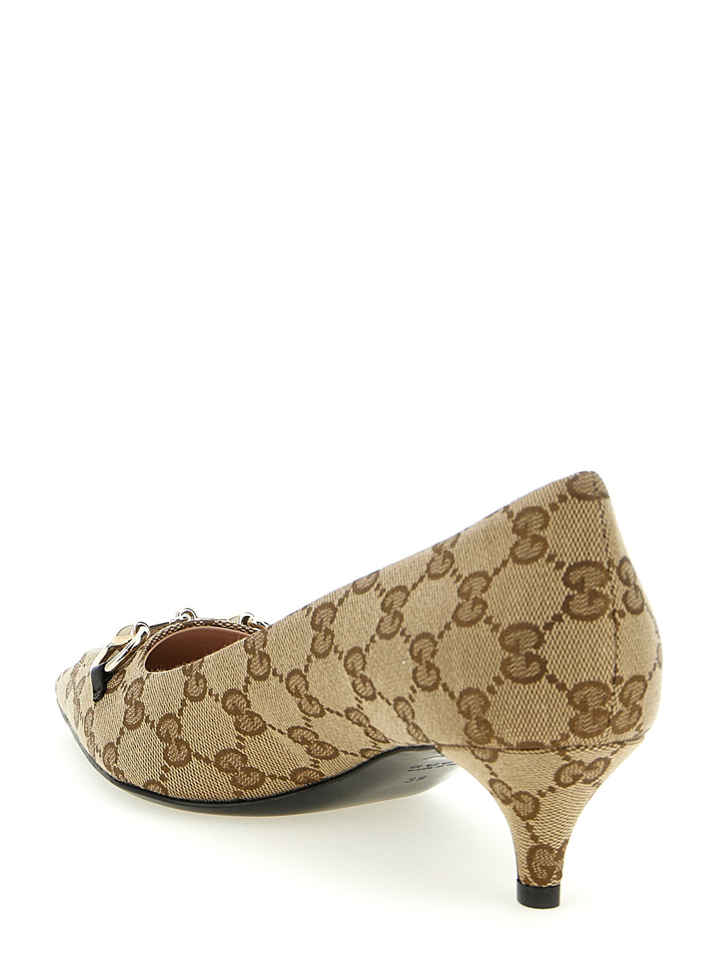 Beige Pumps mit mittlerem Absatz aus Polyester