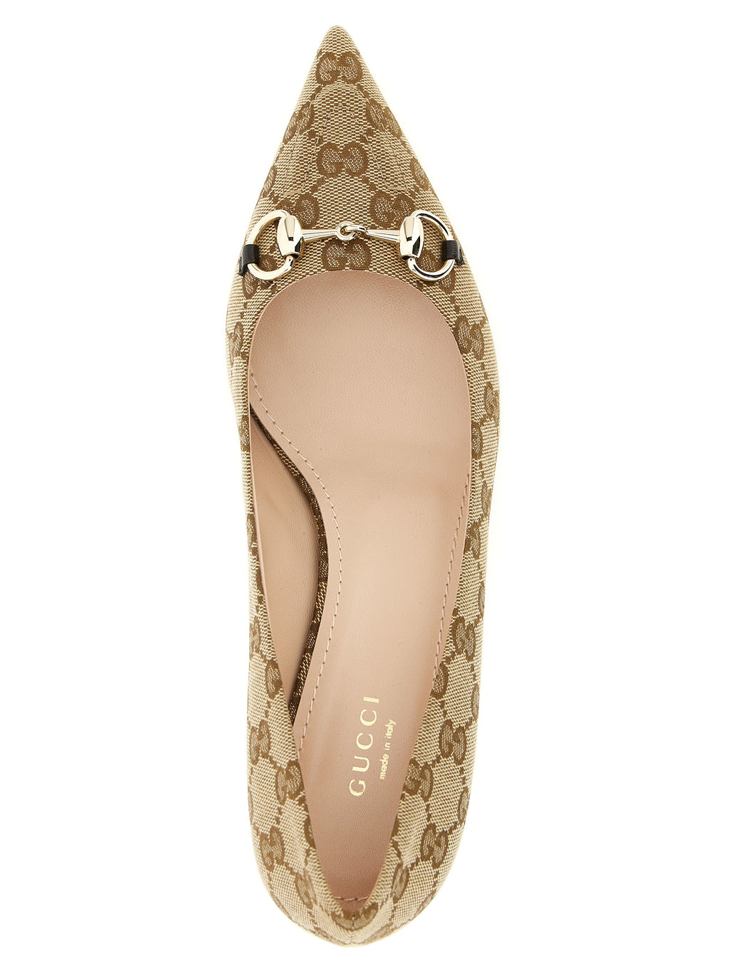 Beige Pumps mit mittlerem Absatz aus Polyester