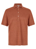 Orange Leinen Poloshirt Brunello Cucinelli