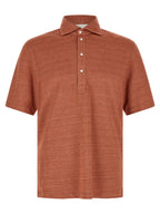 Orange Leinen Poloshirt Brunello Cucinelli
